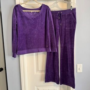 Juicy Couture Small / Medium Purple Velour Sweat Track Suit SET Sweatsuit Lounge